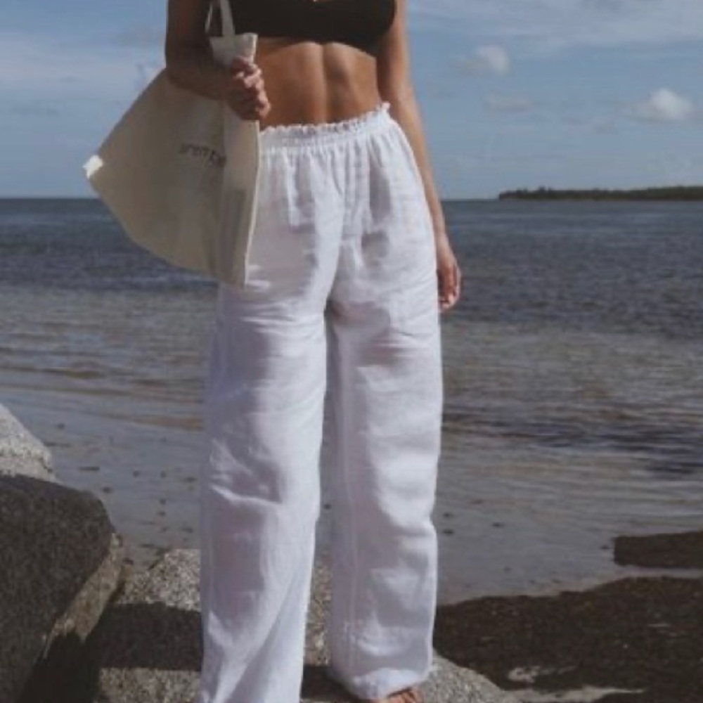 American eagle (AE) white linen beach pants